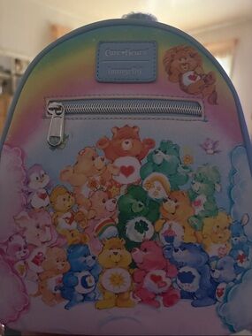 Loungefly Care Bears Rainbow Mini Backpack - Pastel Blue, Pink, Yellow, Green